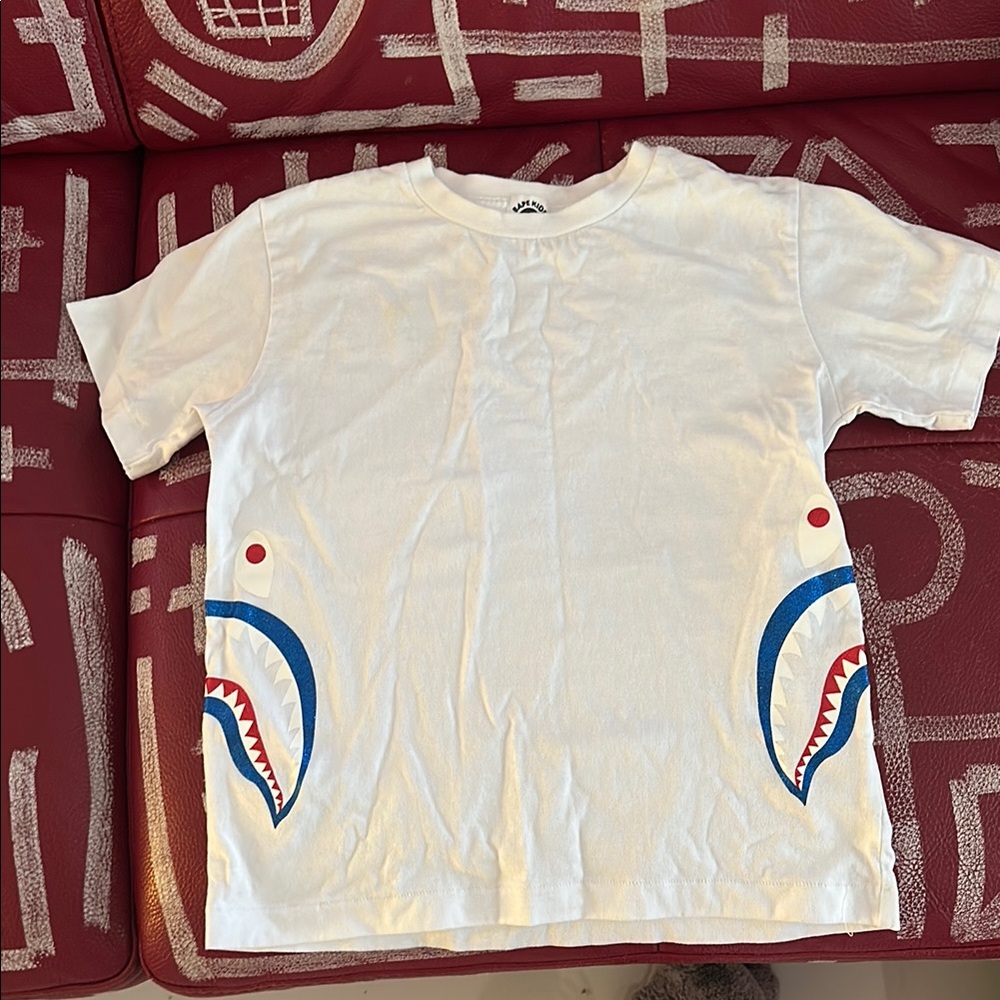 White Bape Shark Graphic Kids T-Shirt